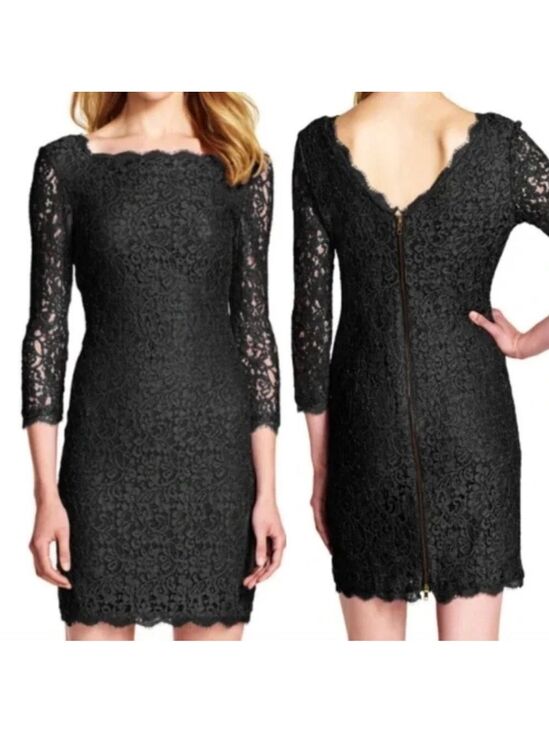 Adrianna Papell Dresses & Skirts - Adrianna Papell Black Boutique Lace Sheath Dress. V-Back/Full zip. Size 12 EUC!